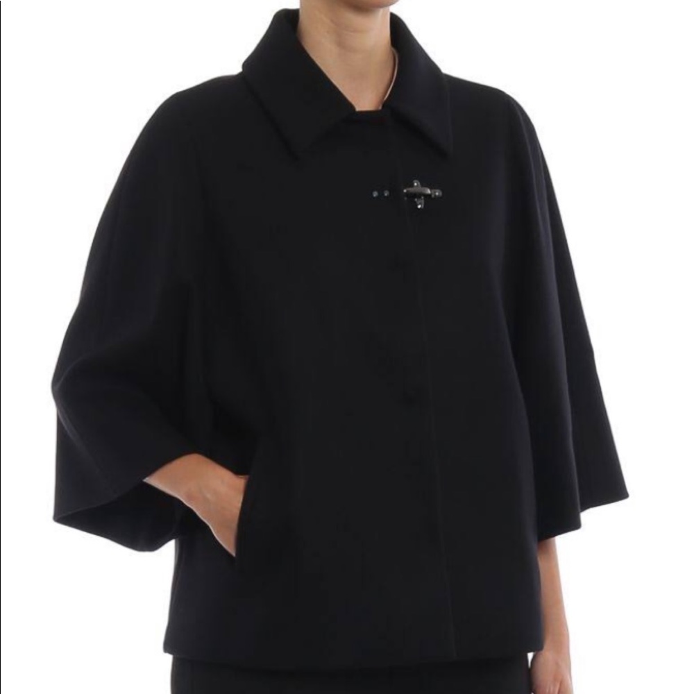Fay Gray Wool Blend Cape Style Flared Jacket XS - Picture 7 of 7